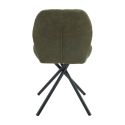 Lot de 4 chaises pivotantes en tissu déperlant vert avec piqûres décoratives losanges - NOLYA