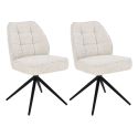Lot de 2 chaises pivotantes en tissu chenillé écru assise confort en ressorts ensachés - LINE