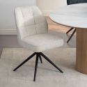 Lot de 2 chaises pivotantes en tissu chenillé écru assise confort en ressorts ensachés - LINE