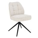 Lot de 2 chaises pivotantes en tissu chenillé écru assise confort en ressorts ensachés - LINE