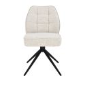 Lot de 2 chaises pivotantes en tissu chenillé écru assise confort en ressorts ensachés - LINE