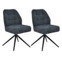 Lot de 2 chaises pivotantes en tissu chenillé gris bleuté assise confort en ressorts ensachés - LINE