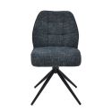 Lot de 2 chaises pivotantes en tissu chenillé gris bleuté assise confort en ressorts ensachés - LINE