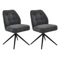 Lot de 2 chaises pivotantes en tissu chenillé gris foncé assise confort en ressorts ensachés - LINE