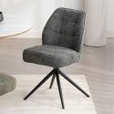 Lot de 2 chaises pivotantes en tissu chenillé gris foncé assise confort en ressorts ensachés - LINE