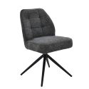 Lot de 2 chaises pivotantes en tissu chenillé gris foncé assise confort en ressorts ensachés - LINE