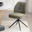 Lot de 2 chaises pivotantes en tissu chenillé vert assise confort en ressorts ensachés - LINE