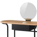 Coiffeuse en métal et MDF plateau placage chêne avec miroir réglable en hauteur - ORBELLE