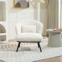 Fauteuil lounge en tissu chenillé blanc piètement métal noir - GASBY