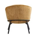 Fauteuil lounge en tissu chenillé jaune moutarde piètement métal noir - GASBY
