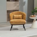 Fauteuil lounge en tissu chenillé jaune moutarde piètement métal noir - GASBY