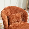Fauteuil lounge en tissu chenillé terracotta piètement métal noir - GASBY