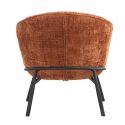 Fauteuil lounge en tissu chenillé terracotta piètement métal noir - GASBY