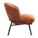 Fauteuil lounge en tissu chenillé terracotta piètement métal noir - GASBY