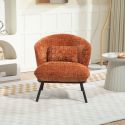 Fauteuil lounge en tissu chenillé terracotta piètement métal noir - GASBY