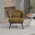 Fauteuil lounge en tissu chenillé vert piètement métal noir - GASBY