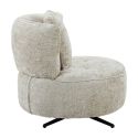 Fauteuil lounge pivotant en tissu chenillé beige piètement métal noir avec coussin dorsal - MIRAGE