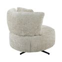Fauteuil lounge pivotant en tissu chenillé beige piètement métal noir avec coussin dorsal - MIRAGE