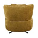 Fauteuil lounge pivotant en tissu chenillé jaune moutarde piètement métal noir avec coussin dorsal - MIRAGE