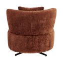 Fauteuil lounge pivotant en tissu chenillé terracotta piètement métal noir avec coussin dorsal - MIRAGE