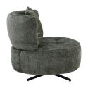 Fauteuil lounge pivotant en tissu chenillé vert piètement métal noir avec coussin dorsal - MIRAGE