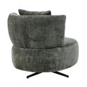 Fauteuil lounge pivotant en tissu chenillé vert piètement métal noir avec coussin dorsal - MIRAGE