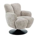 Fauteuil lounge pivotant avec accoudoiren tissu chenillé beige piètement socle métal noir - GOTHAM