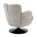 Fauteuil lounge pivotant avec accoudoiren tissu chenillé beige piètement socle métal noir - GOTHAM