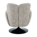 Fauteuil lounge pivotant avec accoudoiren tissu chenillé beige piètement socle métal noir - GOTHAM