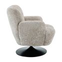 Fauteuil lounge pivotant avec accoudoiren tissu chenillé beige piètement socle métal noir - GOTHAM