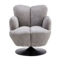 Fauteuil lounge pivotant avec accoudoir en tissu chenillé gris piètement socle métal noir - GOTHAM