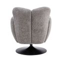 Fauteuil lounge pivotant avec accoudoir en tissu chenillé gris piètement socle métal noir - GOTHAM