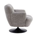 Fauteuil lounge pivotant avec accoudoir en tissu chenillé gris piètement socle métal noir - GOTHAM