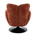 Fauteuil lounge pivotant avec accoudoir en tissu chenillé terracotta piètement socle métal noir - GOTHAM