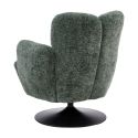 Fauteuil lounge pivotant avec accoudoir en tissu chenillé vert piètement socle métal noir - GOTHAM