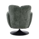 Fauteuil lounge pivotant avec accoudoir en tissu chenillé vert piètement socle métal noir - GOTHAM