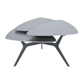 Table basse avec 3 plateaux pivotants en céramique finition gris ardoise - NEXUS