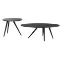 Lot de 2 tables basses plateau MDF placage céramique noir marbré piètement métal - SHADOW