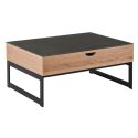 Table basse relevable en MDF placage chêne et céramique piètement métal - DUPLEX