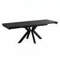 Table repas allongeable plateau en verre et céramique finition marbre pied étoile métal laqué anthracite - XENON