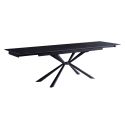 Table repas allongeable plateau en verre et céramique finition marbre pied étoile métal laqué anthracite - ECLIPSE