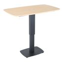 Table repas réglable en hauteur plateau MDF placage chêne pied central en métal laqué noir - ELEVIA