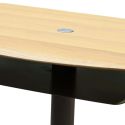 Table basse réglable en hauteur plateau MDF placage chêne pied central en métal laqué noir - ELEVIA