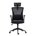 Fauteuil de bureau en maille noir avec appui-tête et accoudoirs réglables- AXIUM