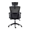 Fauteuil de bureau en maille noir avec appui-tête et accoudoirs réglables- AXIUM