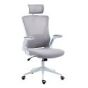 Fauteuil de bureau en maille gris avec appui-tête et accoudoirs réglables- AXIUM