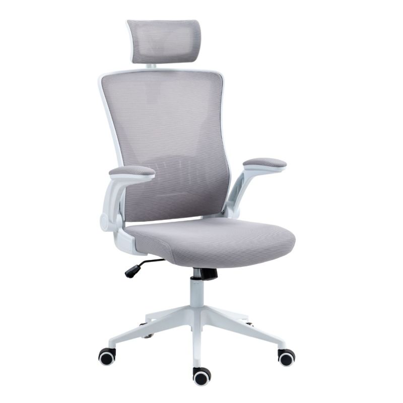 Fauteuil de bureau en maille gris avec appui-tête et accoudoirs réglables- AXIUM