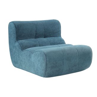Fauteuil en mousse polyuréthane et tissu polyester touché doux bleu - BLOW