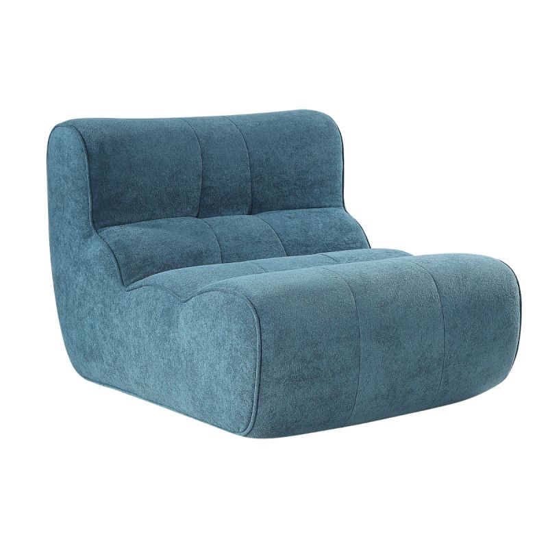 Fauteuil en mousse polyuréthane et tissu polyester touché doux bleu - BLOW