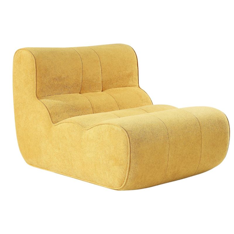 Fauteuil en mousse polyuréthane et tissu polyester touché doux jaune - BLOW